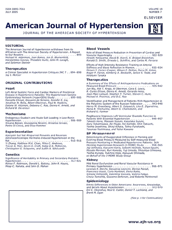 Go to journal home page - American Journal of Hypertension